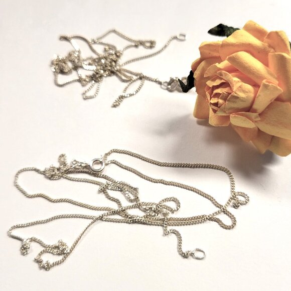 24 inch Sterling Silver Necklace, 925 Sterling Silver Italy 24 inch Silver Chain - Picture 1 of 15